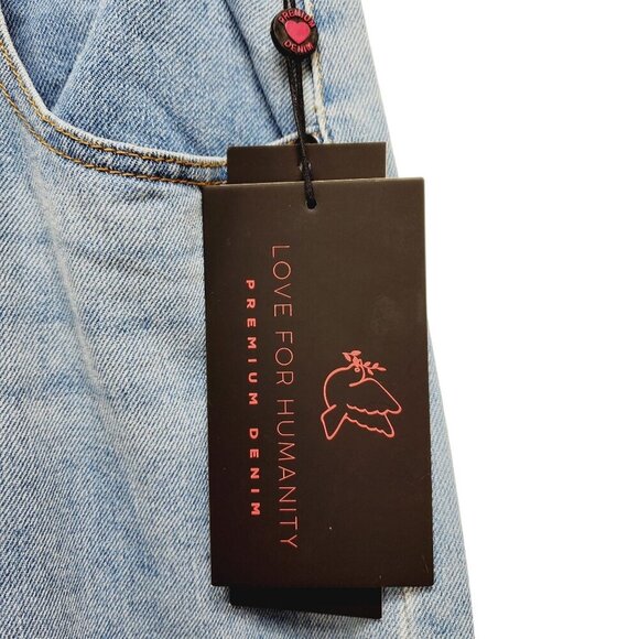 Love For Humanity Womens High-Rise Wide-Leg Jeans Pink Heart Accents Size 7/ 28 - Picture 7 of 15